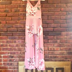 Floral front slit dress with shorts